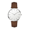 Ultra Thin Case Womens Fashion Watch PVD Plated With Genuine Leather Strap