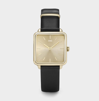 Customizable Alloy Quartz Watch , Hardened Mineral Glass Leather Strap Quartz Watch