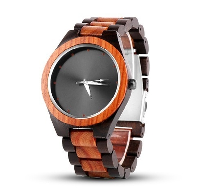 Custom Logo Wooden Mens Quartz Watch With Analog Dial Display , 2 Year Battery Life