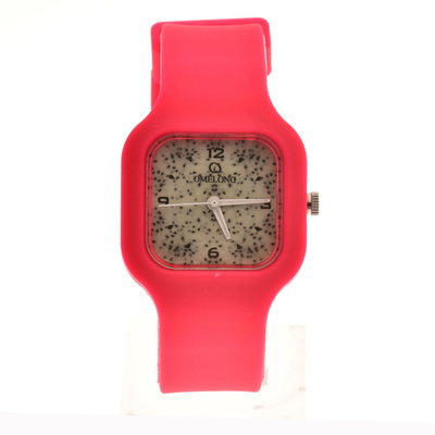 Red Color Silicone Square Watch Water Resistant With Quartz Movement
