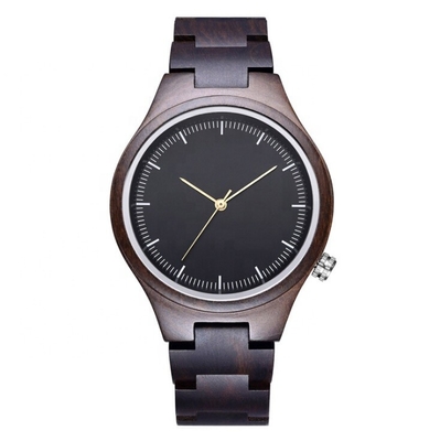 Black Natural Wooden Watch For Men , Fashion Wooden Wrist Watch With Customized Size