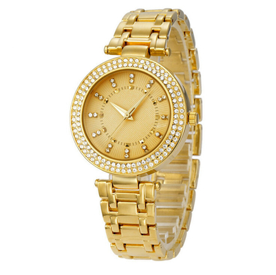 Customized Color Brass Wrist Watch , Gold Plated Quartz Ladies Wrist Watches