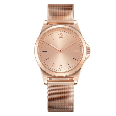 Delicate 30 Meter Alloy Female Wrist Watches , Rose Gold Waterproof Watch