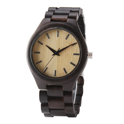 BSCI Wooden Wrist Watch Lightweight Wooden Strap Men Sport Watch