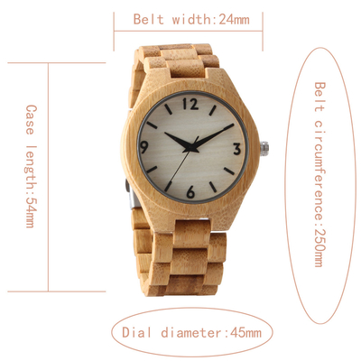 Fashion Vintage Men Bamboo Wrist Watch , Japan Movement Quartz Watch Hand Made