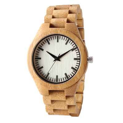 Dropshipping Eco Friendly Bamboo Wrist Watch Engraved With Japan Quartz Movement