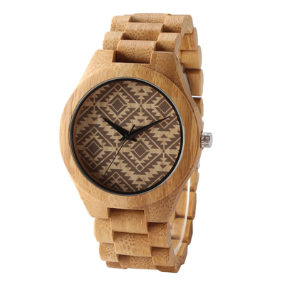 100% Bamboo Japan Movt Quartz Watch Stainless Steel Back 12 Month Guarantee