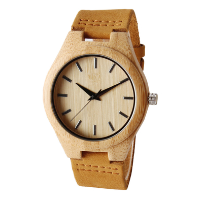 Women Minimalist Wooden Quartz Watch , Bamboo Wrist Watch With Quartz Movement
