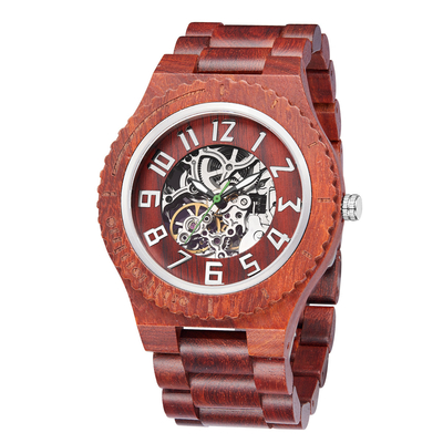 Wooden Wristwatch Solid Wood Clock Mechanical Mens Wrist Watch Custom Logo