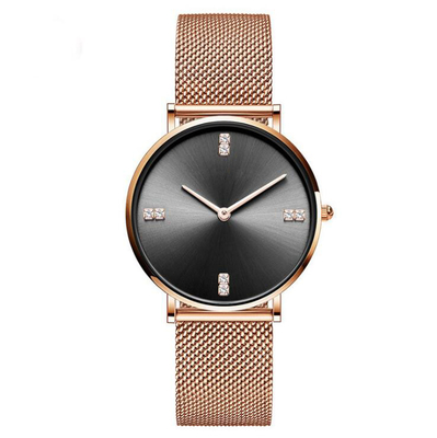Womens Fashion Watch Rose Gold Stainless Steel Quartz Watch