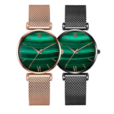 Alloy Case Womens Fashion Watch 22mm Strap With Malachite Dial