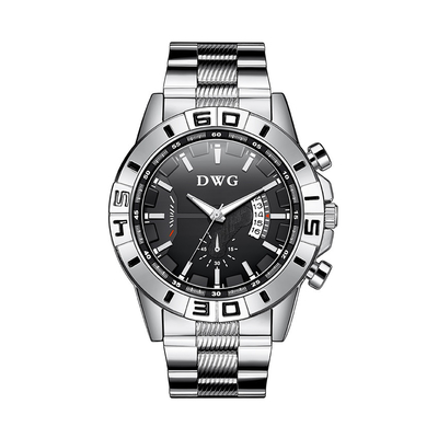 Chronograph Mens Quartz Watch SS Strap 42mm Case Calendar Wrist Watch