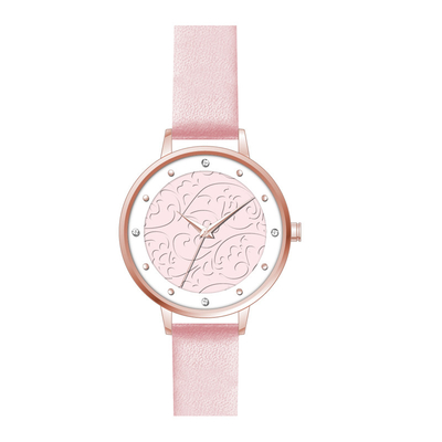 Leather Strap Luxury Quartz Watch Flower Dial Corrosion Pattern DWG Logo