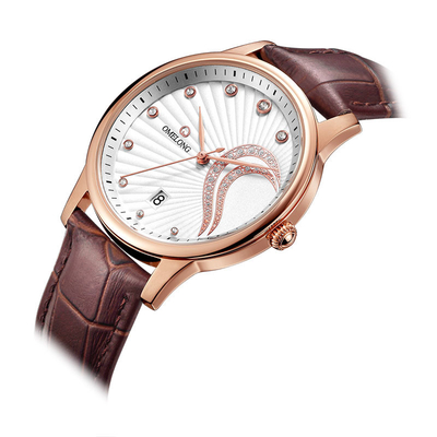 Waterproof Genuine Leather Strap Watch Unisex Custom Design Watches Printing Dial