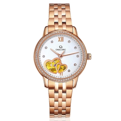 Luxury women automatic mechanical stainless steel chain wrist watches