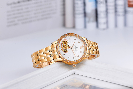 Luxury women automatic mechanical stainless steel chain wrist watches