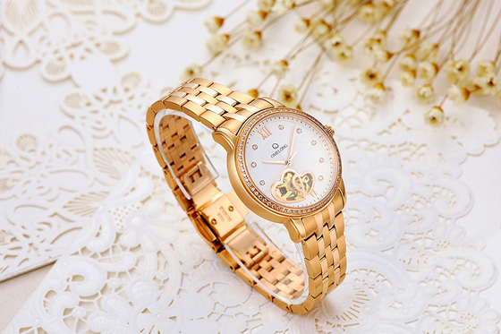 Luxury women automatic mechanical stainless steel chain wrist watches