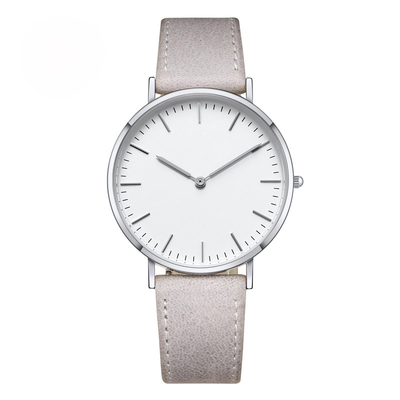 Genuine Leather Strap Quartz Stainless Steel Watch 12 Months Warranty