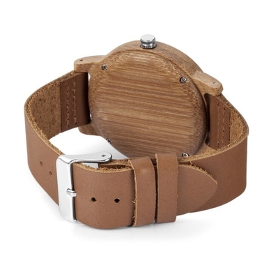 Hand Craft Maple Wood Case Quartz Mens Watch With Genuine Leather