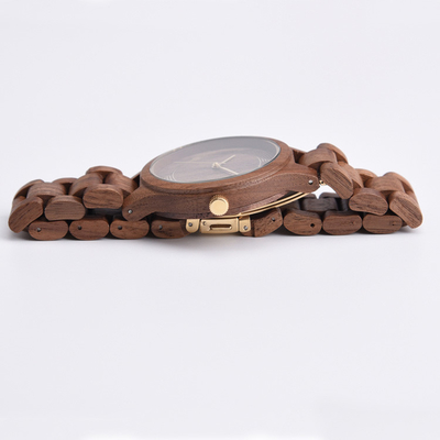 Hand Made Wooden Quartz Watch , Black Walnut Wood Quartz Movement Watch