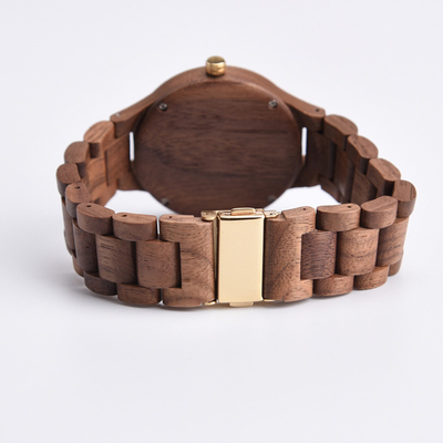 Hand Made Wooden Quartz Watch , Black Walnut Wood Quartz Movement Watch