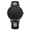 Fashionable Quartz Mens Black Leather Watch 3 ATM Waterproof Black Plated