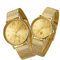 IP Plated Quartz Gold Watch OEM Custom Logo With Stainless Steel Mesh Band