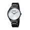 Black Thin Stainless Steel Quartz Analog Wrist Watch Water Resistant