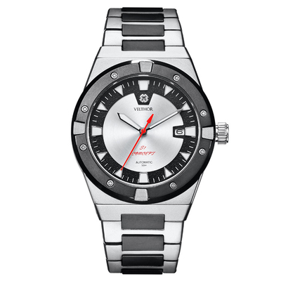 Silver Automatic Mens Wrist Watches , Stainless Steel Waterproof Automatic Watch