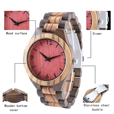 OEM Women Mens Wooden Watch Waterproof Quartz Movt Watch