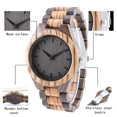 Luxury Brand Wood Watch Men Analog Natural Quartz Movement Male Wristwatches Clock