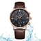 Waterproof Alloy Quartz Watch Genuine Leather Strap With CE/ROHS/BSCI Certification