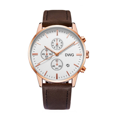 Chronograph Leather Relogio Mens Wristwatch 3bar Alloy