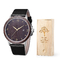 Water Resistant Case PVD Plated Black Stainless Steel Wooden Quartz Watch
