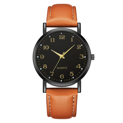 Leather Band Men Minimalist Waterproof Watch Zinc Alloy Material