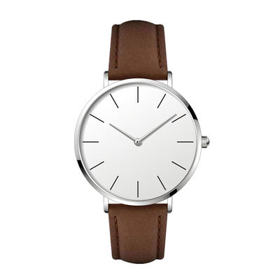 Ultra Thin Case Womens Fashion Watch PVD Plated With Genuine Leather Strap