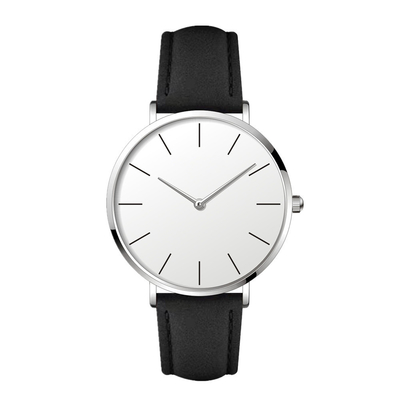 Ultra Thin Case Womens Fashion Watch PVD Plated With Genuine Leather Strap