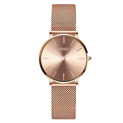 Stainless Steel Mesh Strap Watch Quartz Movement 30mm Waterproof Wrist Watch