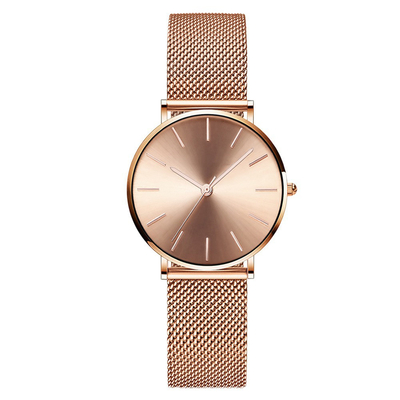 Stainless Steel Mesh Strap Watch Quartz Movement 30mm Waterproof Wrist Watch