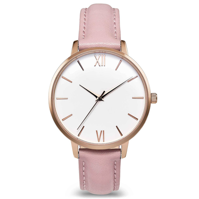 Leather Band Women Quartz Watch 3ATM Waterproof With Laser Logo